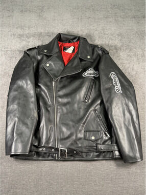 Orange County Choppers Black Faux Leather Motorcycle Jacket Size 18/20